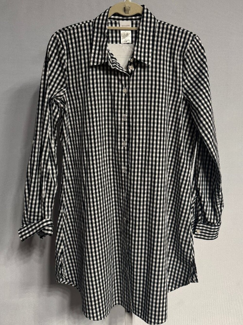 (1) Madeleine Black and White Gingham Button Down
